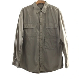 Timberland Tan Utility Button Up Collared Shirt Men's XL Pockets Long Sleeve